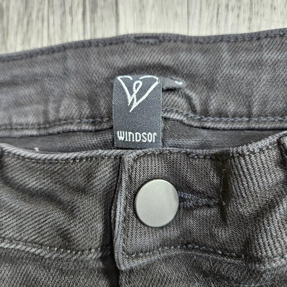 Windsor Jeans Womens 5 Black Distressed Skinny Denim Raw Hem Ripped Ankle - Picture 4 of 11